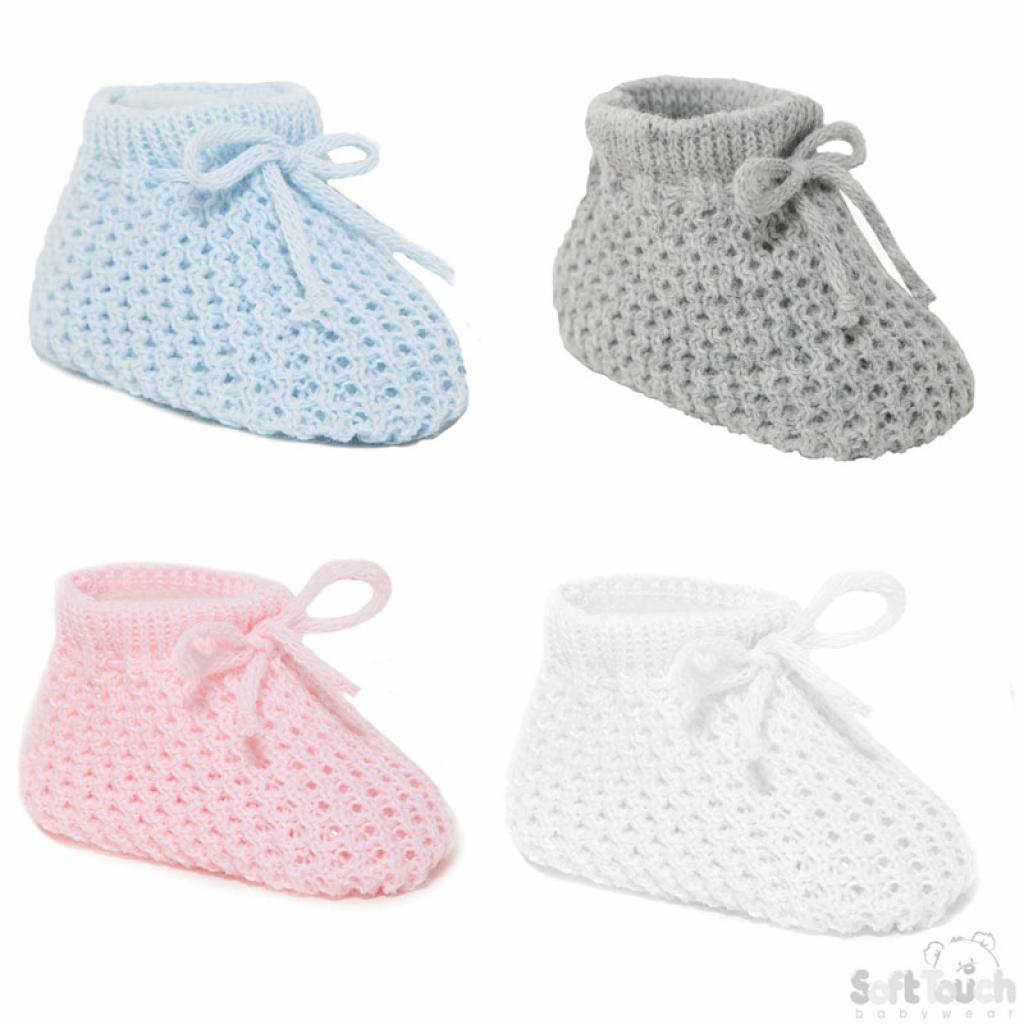 Soft Touch  * STS401Ass Booties   Pink/Sky/Grey/White