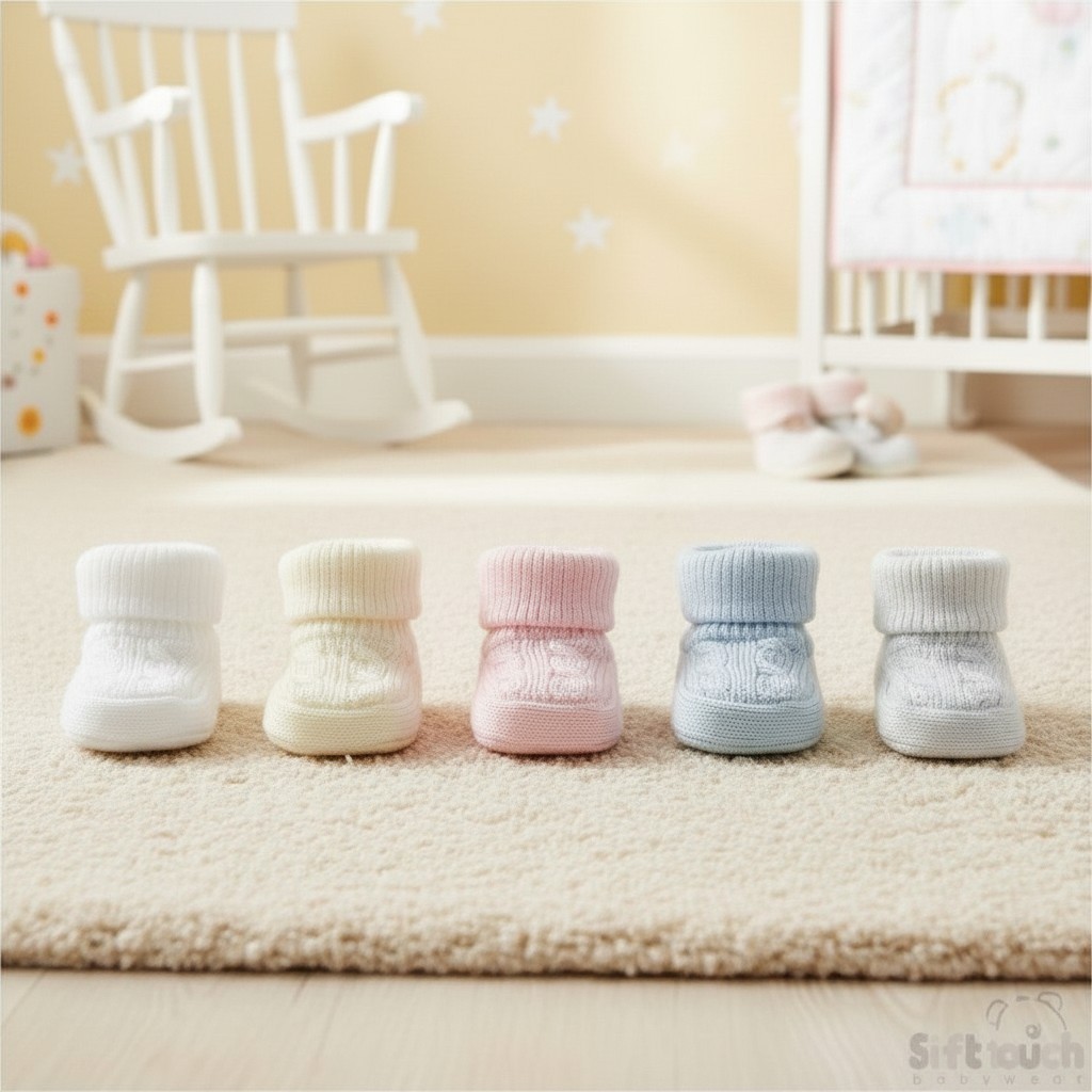 Soft Touch 3S403 Blue = 5023797211805, Grey = 5023797211812, Pink = 5023797211829, White =5023797211836 STS403 Bootees (Choose colour)
