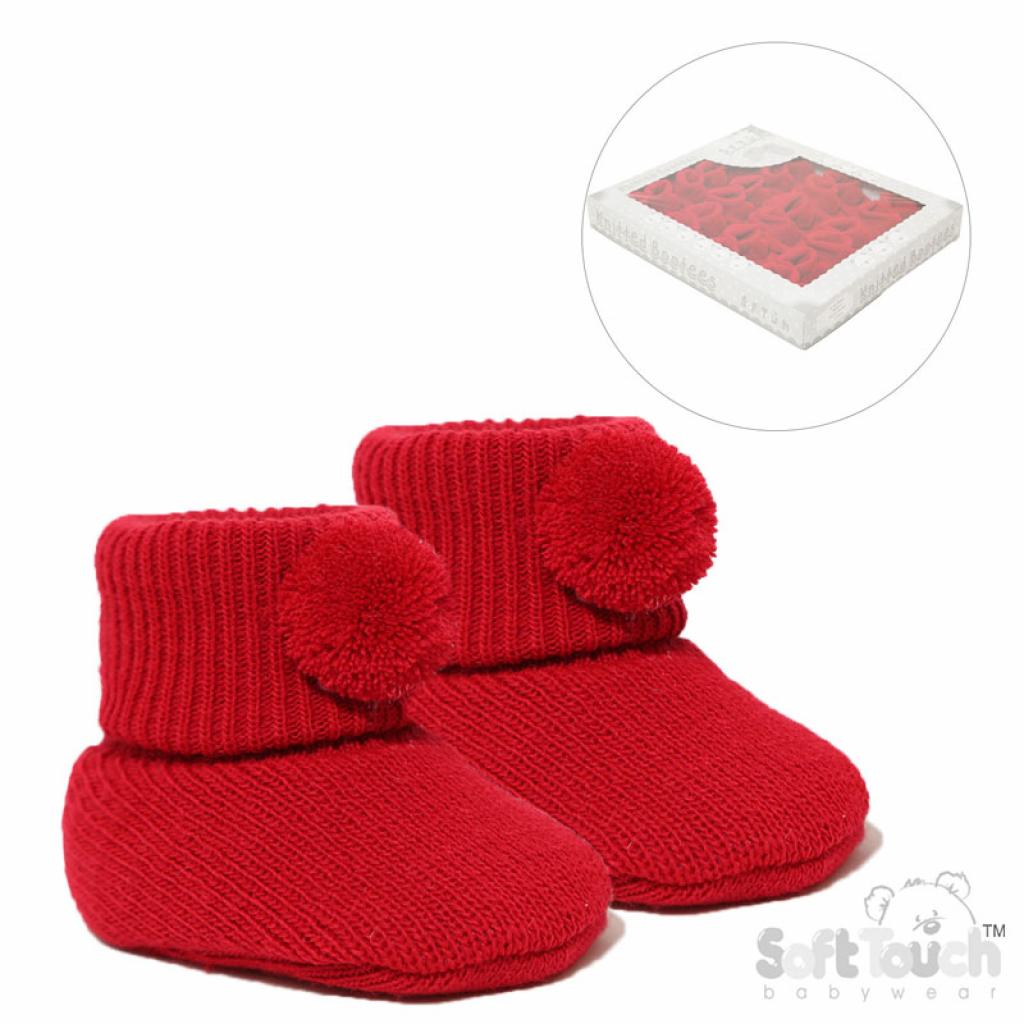 Soft Touch  * STS408-R Pom Pom Booties Red