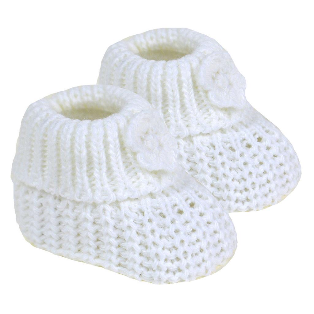 Soft Touch  * STS439-W White Flower booties (0-3)
