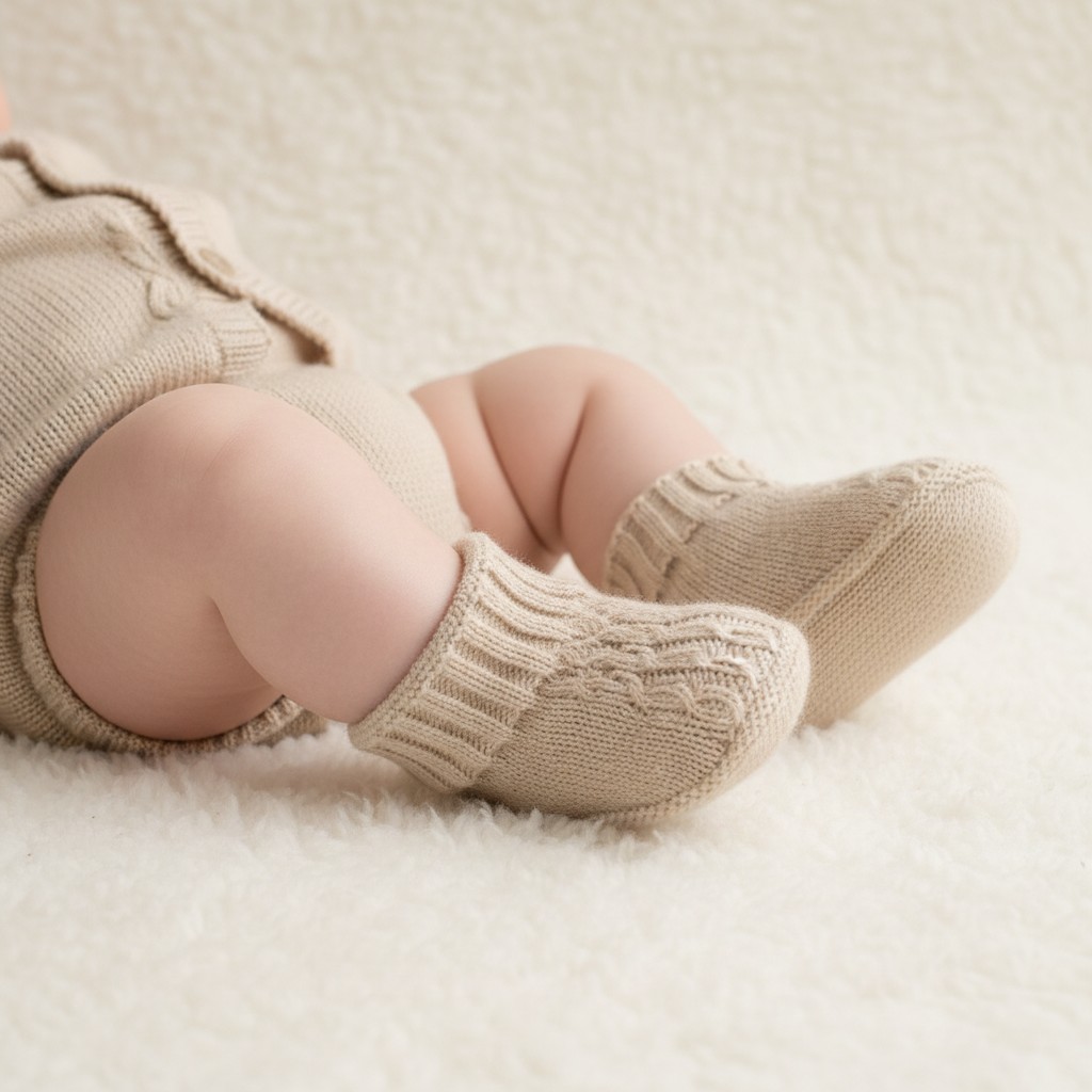 Soft Touch 3S440-BI * STS440-Bi Biscuit Chain Knit Booties (newborn +)