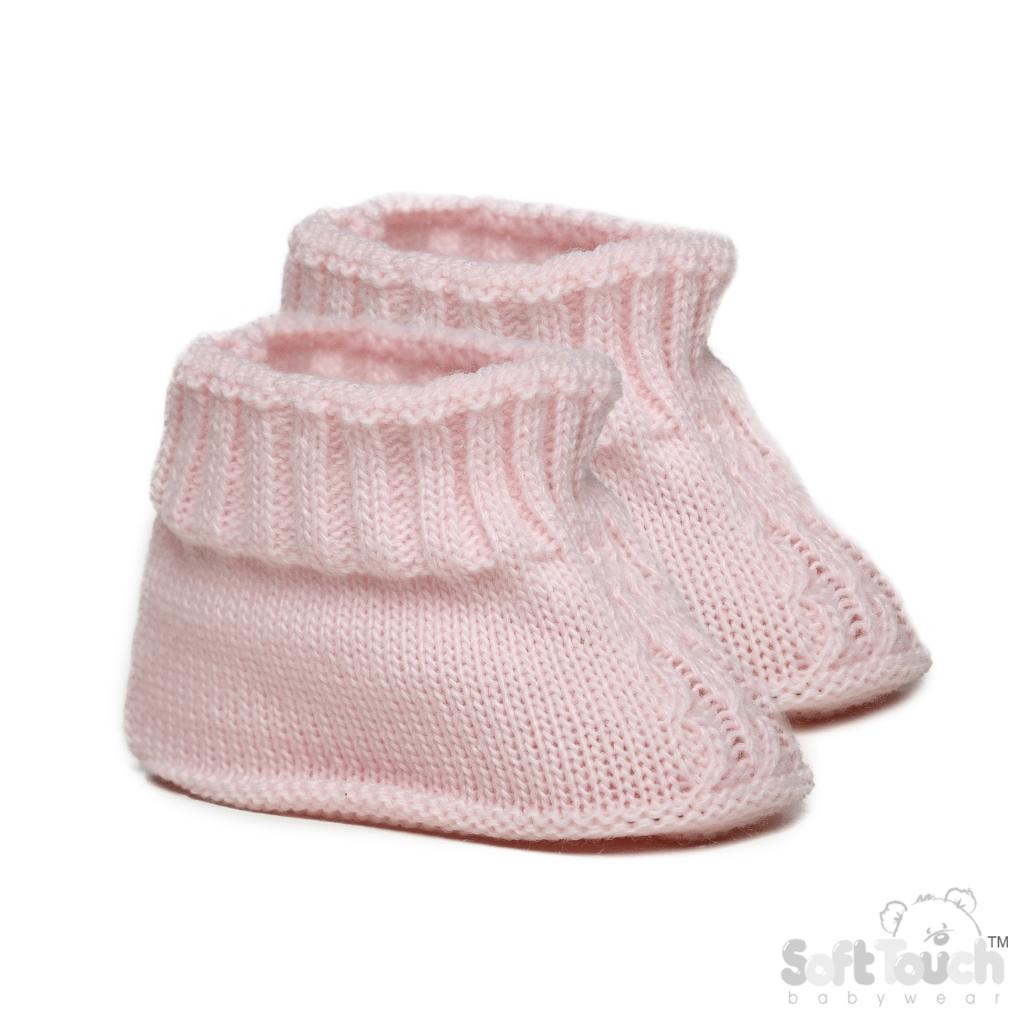 Soft Touch  * STS440-P Pink Chain Knit Booties (newborn +)