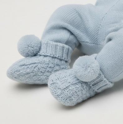 STS443--B  Blue Pom Pom Booties  (newborn +)