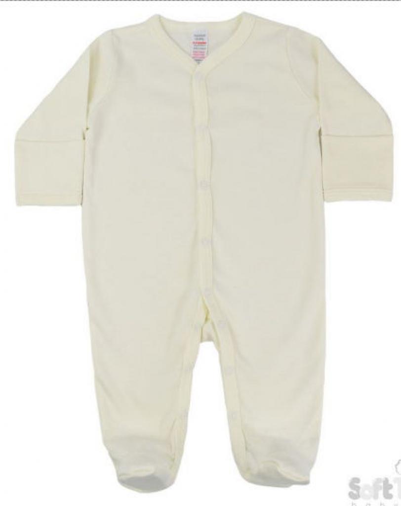 Soft Touch 4SS4660-0-3 5023797309779 STS4661-C Cream Sleepsuit - cuff mittens (0-6 CHOOSE)
