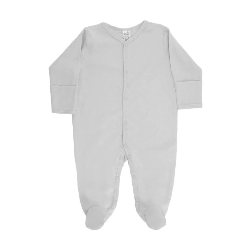Soft Touch  * STS4664-G Grey Sleepsuit  - cuff mittens (0-6 months)