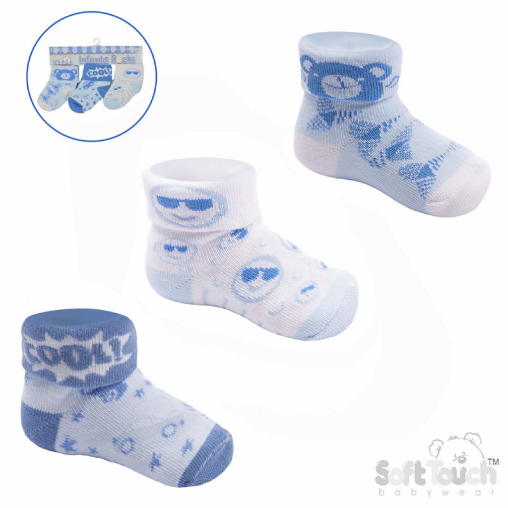 Soft Touch 4S69 5023797405501 STS502 Bears triple pack of socks (NB-12 months)