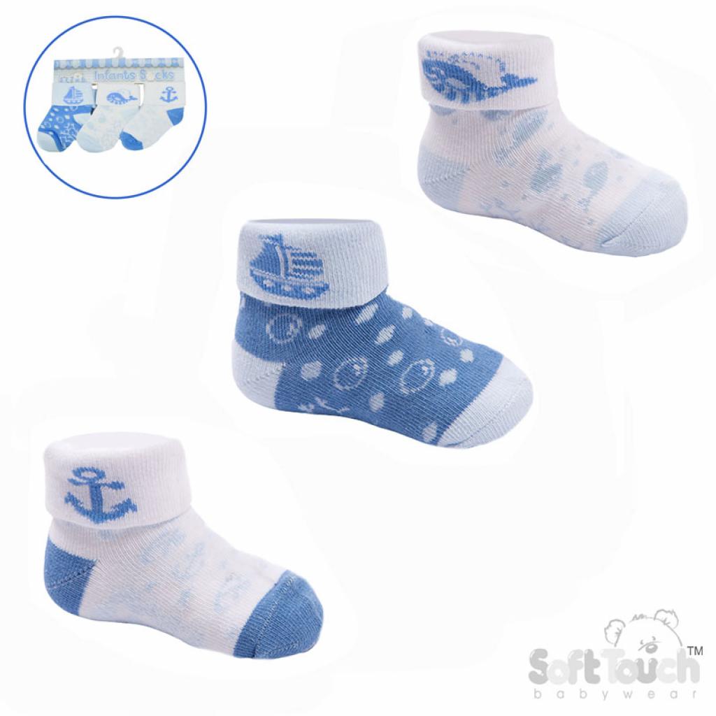 Soft Touch 4S69 5023797405501 STS503  Sailing triple pack of socks (NB-12 months)