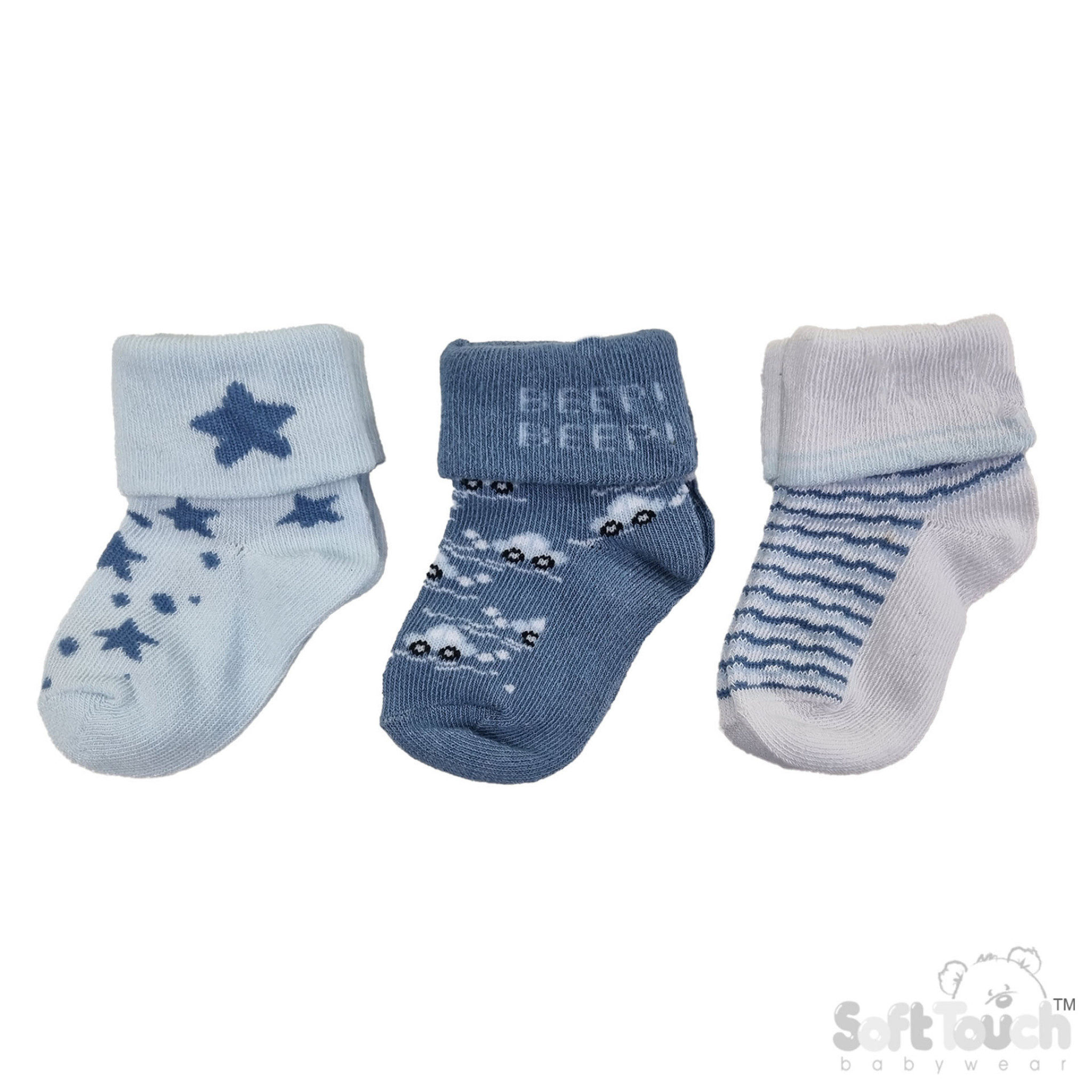 Soft Touch 4S506-B-NB-3 Nb-3 =5023797409004, STS506-B-NB-3 Cars triple pack of socks (NB-3 months)