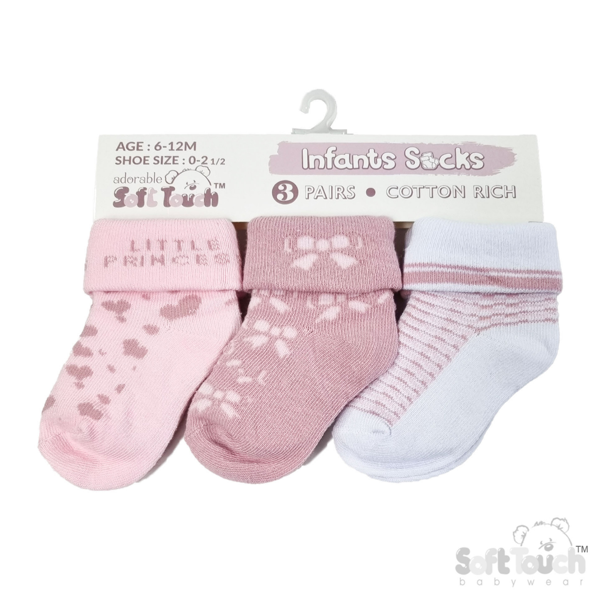 Soft Touch 4S506-P Nb-3 =5023797409066, STS506-P-NB-3 Princess triple pack of socks (NB-3 months)