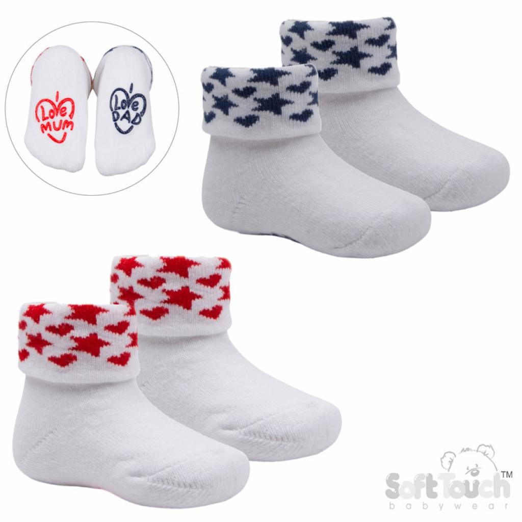 Soft Touch   STS520-W White Twin Pack No Slip Socks (NB-12 months)
