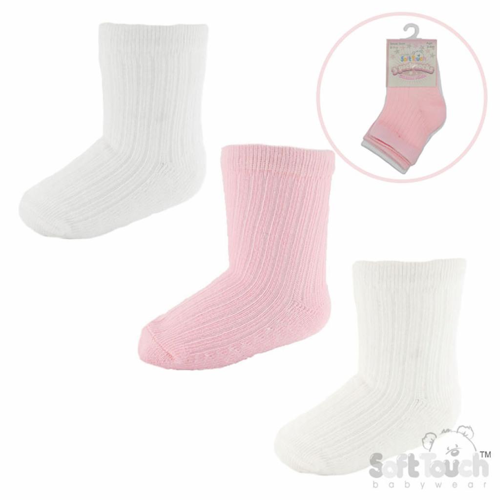 Soft Touch  5023797402166 STS82-P triple pack of socks (0-12 months)