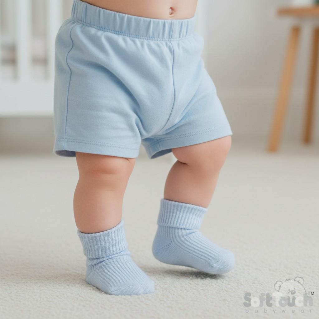 Soft Touch S901-B 5023797406829 STS901-B 2 Pairs Blue Turn-over Socks (0-3 months)