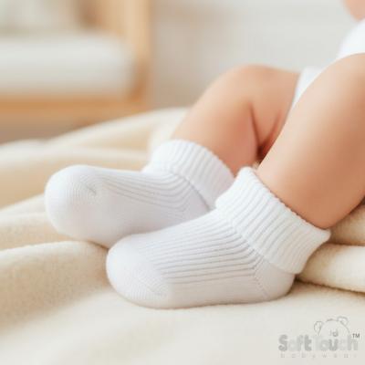 STS901-W  White 2 Pairs Turn-over Socks  (0-3 months)