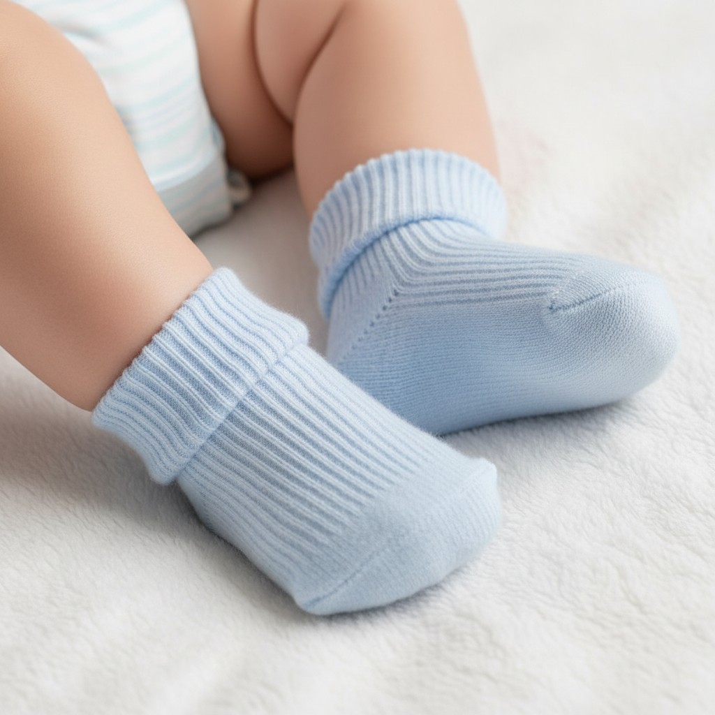 Soft Touch S900-W 5023797406812 STS901-B-BP Sky Turn-over Socks (0-3 months)
