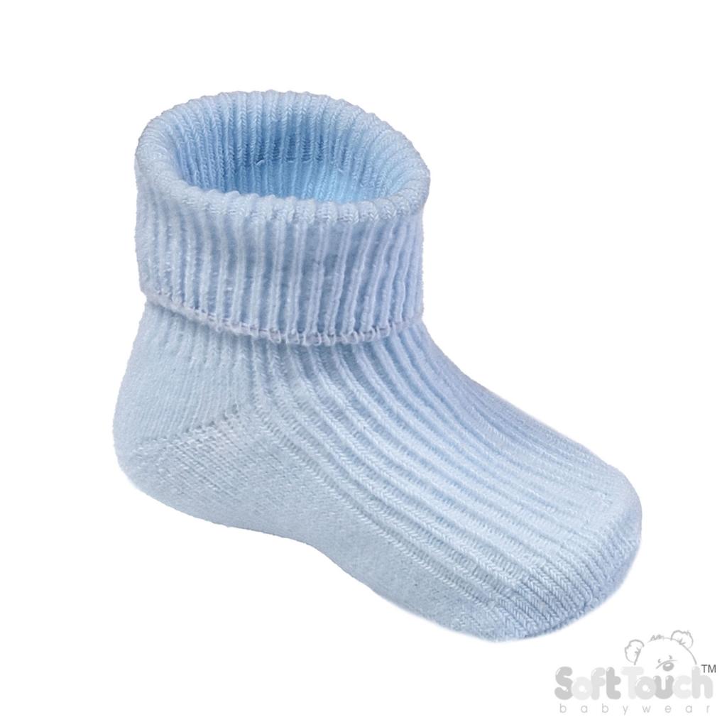 Soft Touch S900-W 5023797406812 STS901-B-BP Sky  turn-over sock (0-3 months)