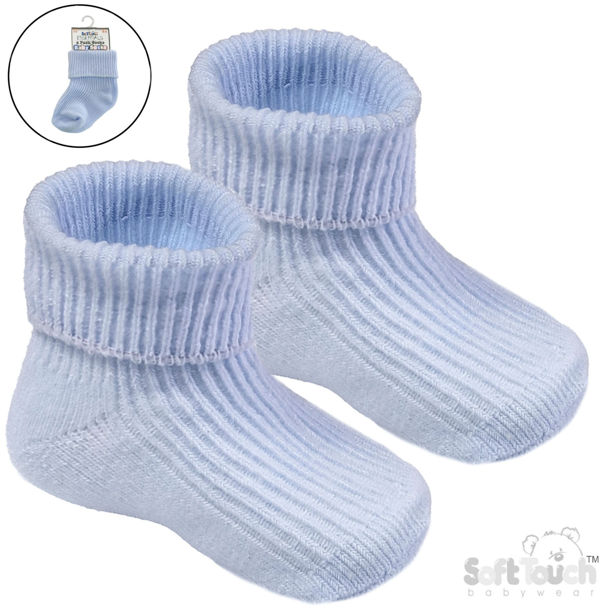 Soft Touch S901-B 5023797406829 STS901-B 2 Pairs turn-over socks (0-3 months)