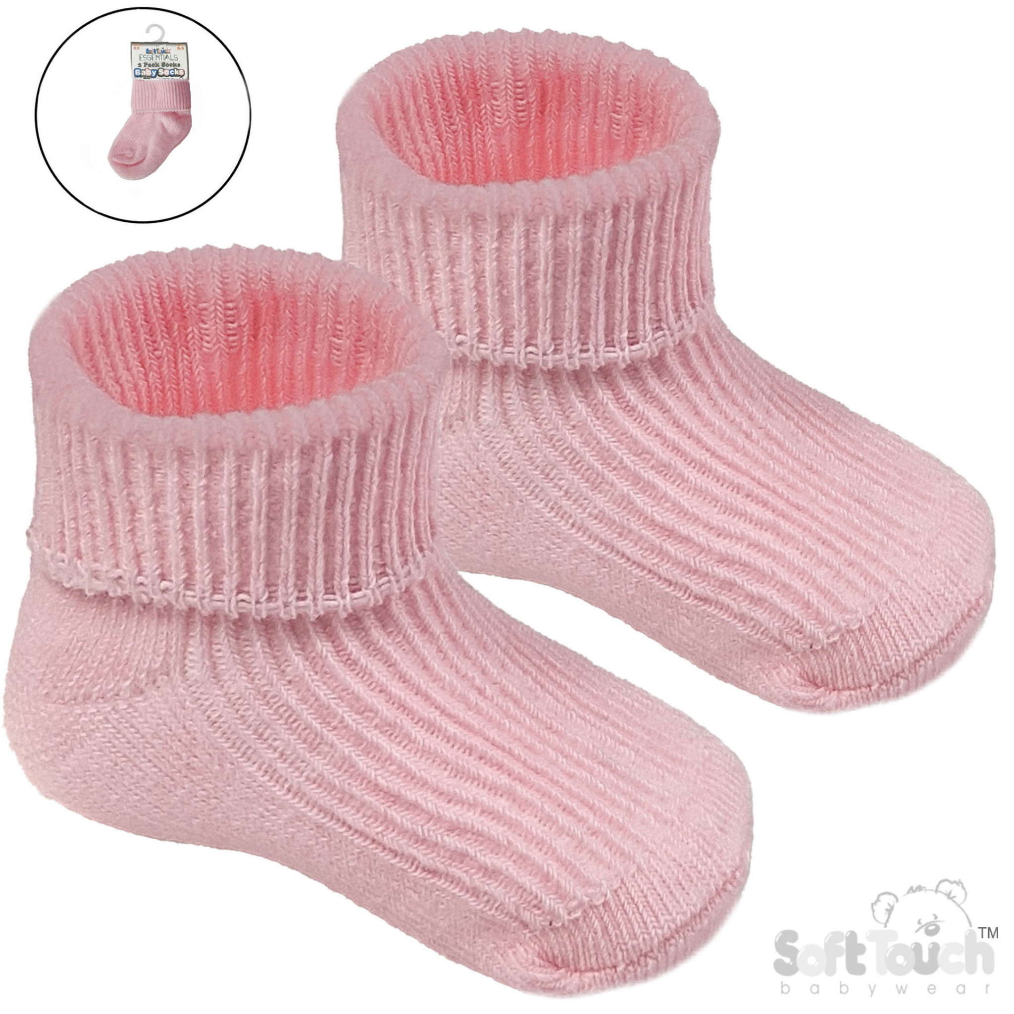 Soft Touch S901-P 5023797408892 STS901-P 2 Pairs turn-over socks (0-3 months)