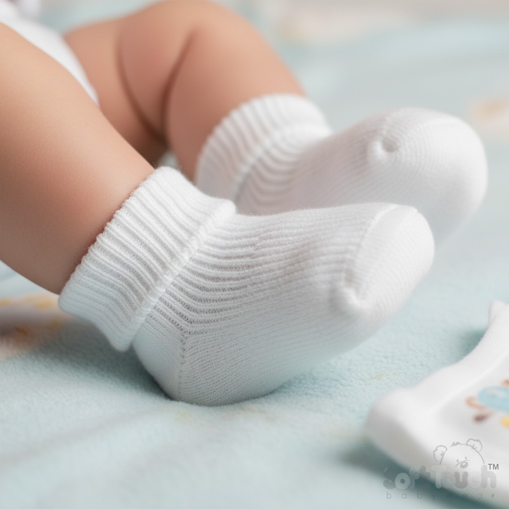 Soft Touch S900-W 5023797406829 STS901-W-BP White Bulk Pack Turn-over Socks (0-3 months)