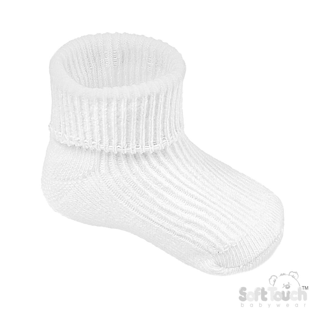 Soft Touch S900-W 5023797406829 STS901-W-BP White Bulk Pack turn-over socks (0-3 months)