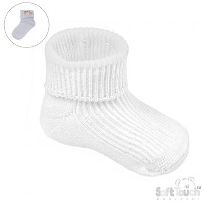 Soft Touch S900-W 5023797406829 STS901-W-BP White Bulk Pack Turn-over Socks (0-3 months)