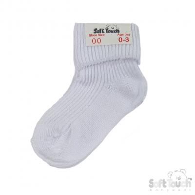 Soft Touch S900-W 5023797406829 STS901-W-BP White Bulk Pack Turn-over Socks (0-3 months)