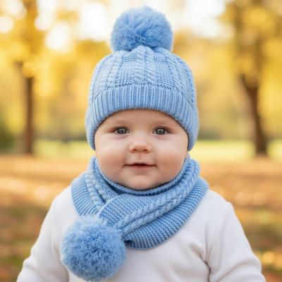 STSC02-B-SM  Blue Scarf with Pom Poms  (Nb-12)