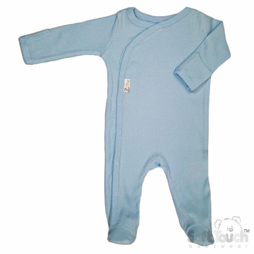 Soft Touch Zero 4SS4500-B * STSS4500-B  Blue Ribbed SleepSuit( Newborn - 3 months)