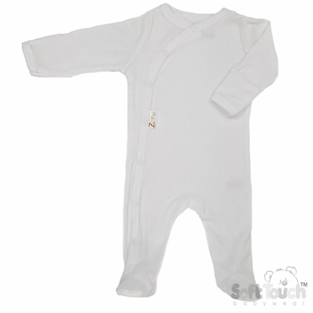 Soft Touch Zero 4SS4500-B * STSS4500-W White Ribbed SleepSuit( Newborn - 3 months)