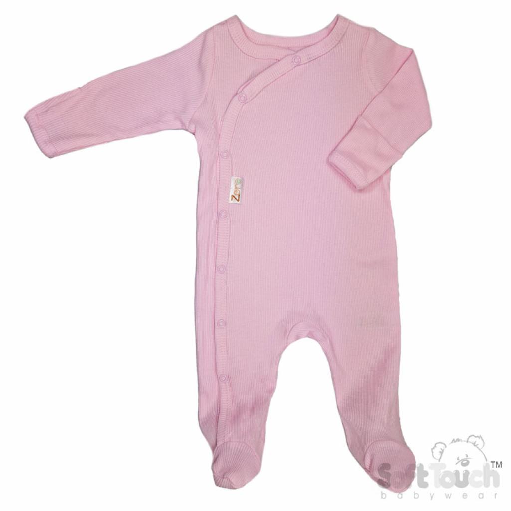 Soft Touch Zero 4SS4500-B * STSS4500-p Pink Ribbed SleepSuit( Newborn - 3 months)