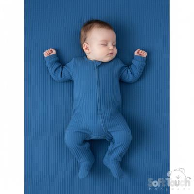 STSS4600-AZ  Azure Blue Ribbed SleepSuit ( Newborn - 3 months)