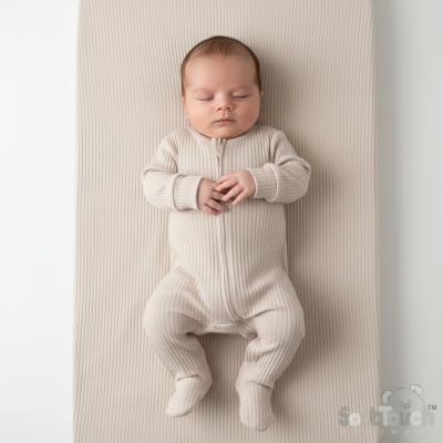 STSS4600-BI-03  Biscuit Ribbed SleepSuit ( Newborn - 3 months)
