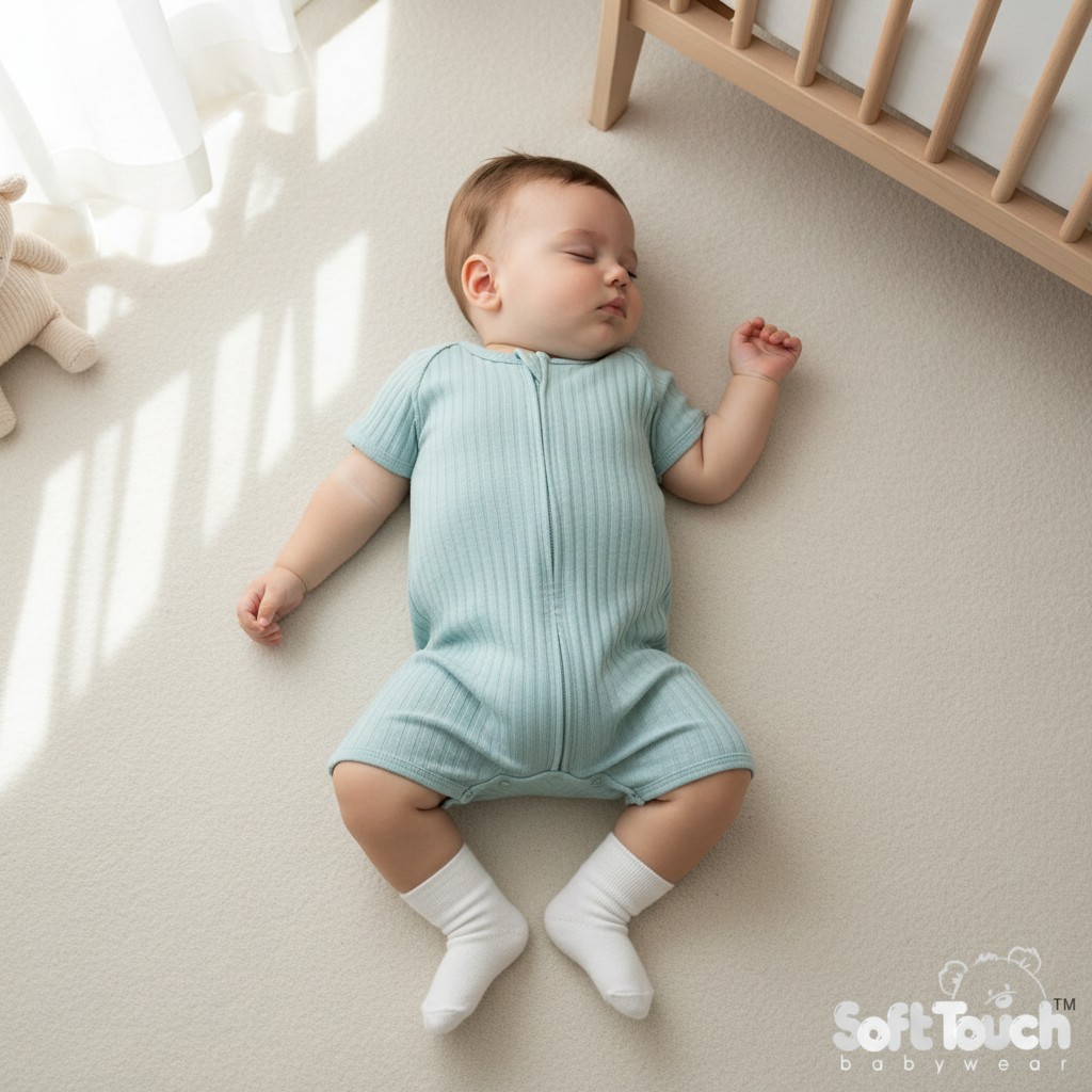 Soft Touch 4SS4600-Bi-3-6 5023797201899 STSS4600-BI-36 Biscuit Ribbed SleepSuit(  3-6 months)
