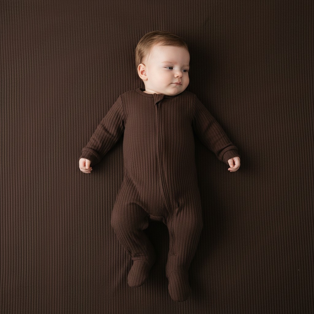 Soft Touch 4SS4600-CH-0-3 5023797201851 STSS4600-CH-03 Chocolate Ribbed SleepSuit( Newborn -3 months)
