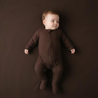 STSS4600-CH-03  Chocolate Ribbed SleepSuit ( Newborn -3 months)