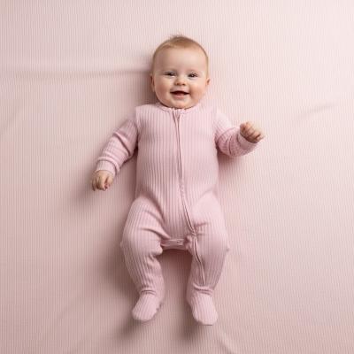 STSS4600-DP-03  Dusky Pink Ribbed SleepSuit ( Newborn -3 months)