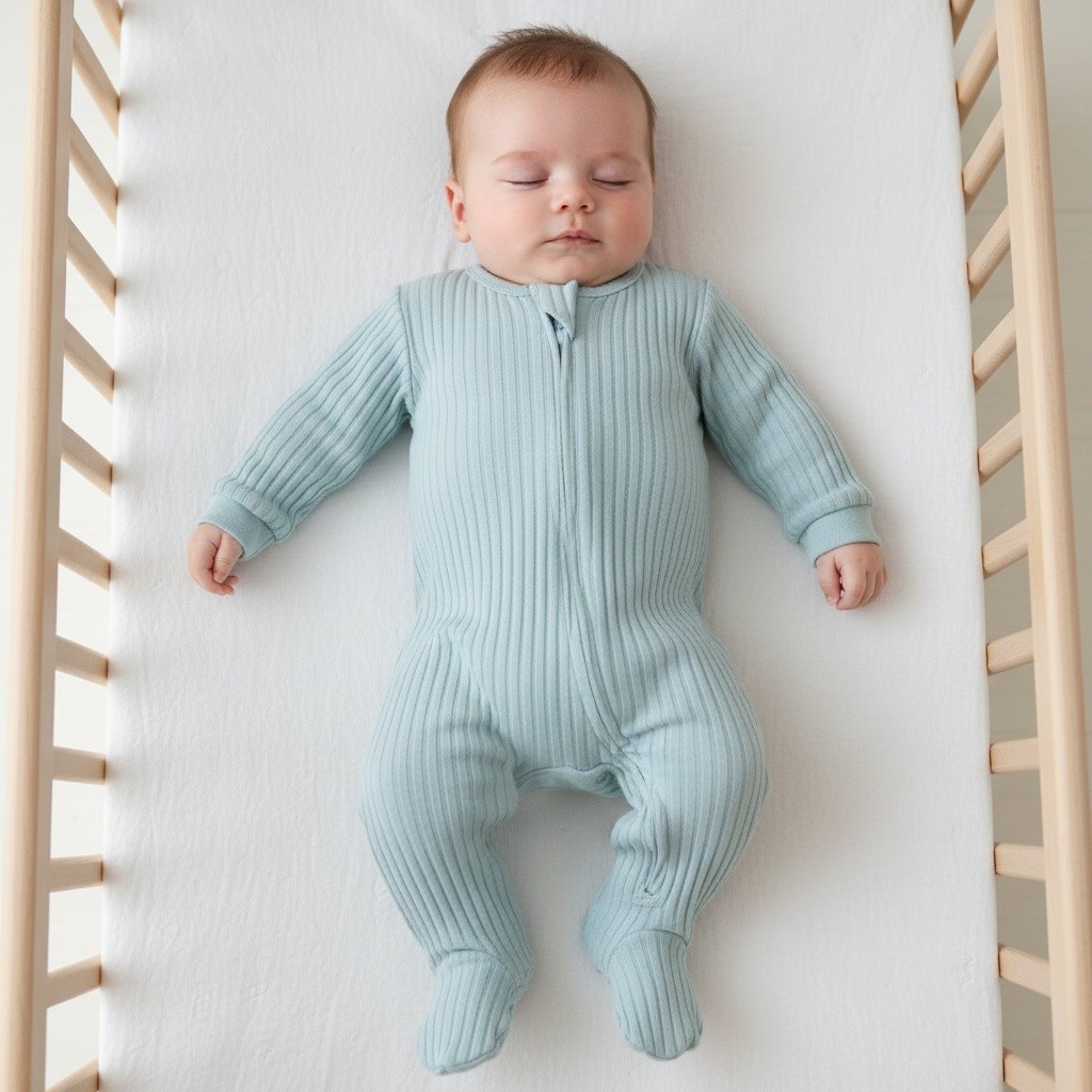 Soft Touch 4SS4600-SG-0-3 5023797201882 STSS4600-SG-0-3 Sage Green Ribbed SleepSuit( Newborn -3 months)