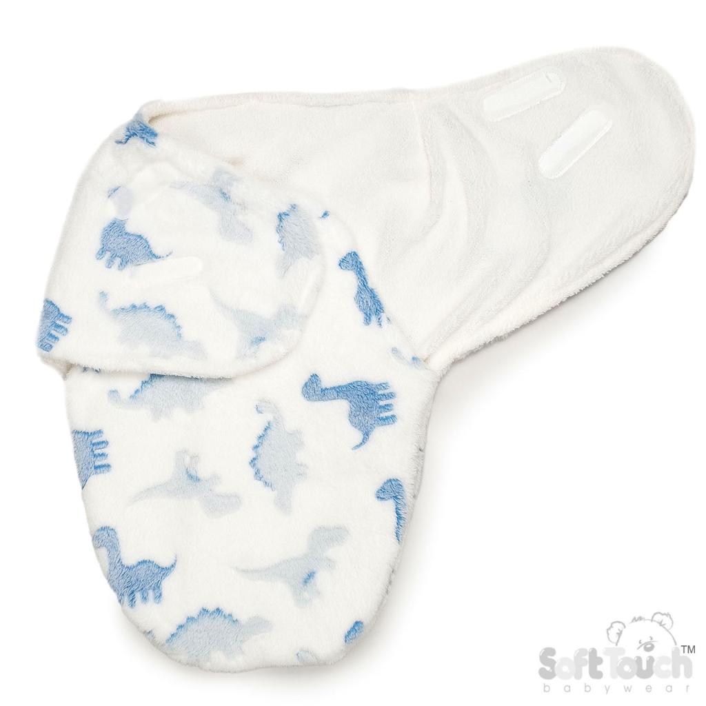 Soft Touch 4SW112-W 5023797314247 STSW112-W  White Dinosaur Swaddle Wrap (0-3 months)