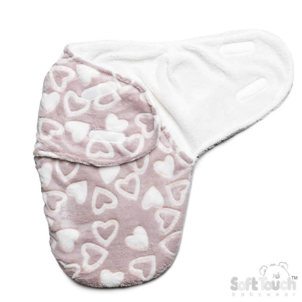 Soft Touch  5023797314261 STSW114-COF Coffee Hearts Swaddle Wrap (0-3 months)