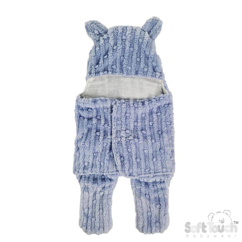 Soft Touch 4SW118-B 5023797314322 STSW118-DB Dusky Blue Bubble Sherpa Swaddle (0-6 months)