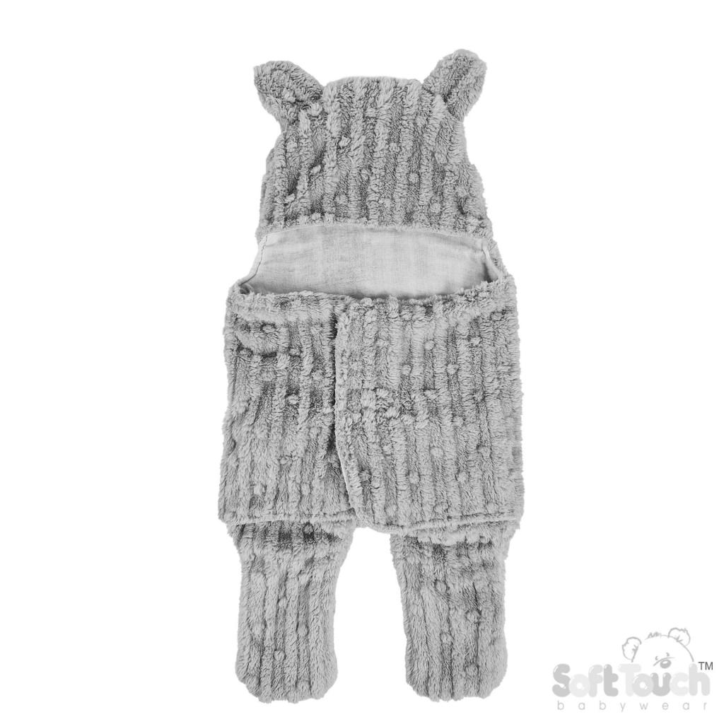 Soft Touch 4SW118-G 5023797314322 STSW118-G Grey Bubble Sherpa Swaddle (0-6 months)