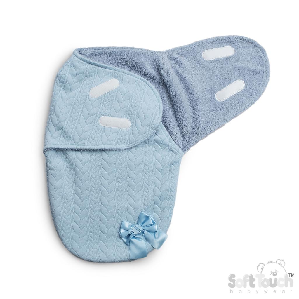 Soft Touch SW120-B 5023797314360 STSW120-B Sky Cable bow Swaddle Wrap (0-3 months)