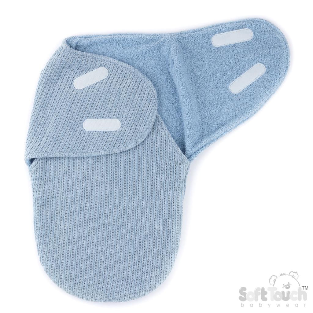 Soft Touch SW120-B 5023797314360 STSW122B Sky Chenille and sparkle swaddle Wrap (0-3 months)