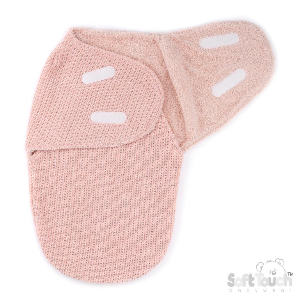 Soft Touch SW122-Ro 5023797318375 STSW122Ro Rose Chenille and sparkle swaddle Wrap (0-3 months)