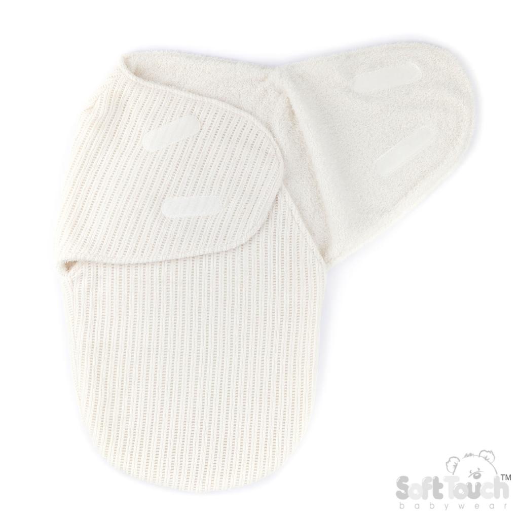 Soft Touch SW122-W 5023797318382 STSW122W White Chenille and sparkle swaddle Wrap (0-3 months)