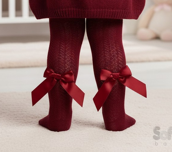 Soft Touch 4T120-R 5023797405853 STT120-BU Jacquard Tights with Long Bow (Newborn to 24m)
