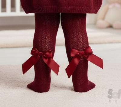 STT120-BU  Jacquard Tights with Long Bow  (Newborn to 24m)