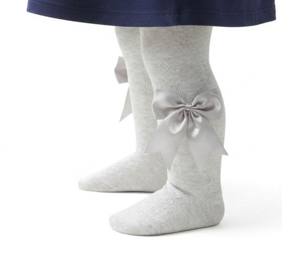 Soft Touch 4T122-G 5023797405129 STT122-G Heart Tights with Large Bow (Newborn to 24m)