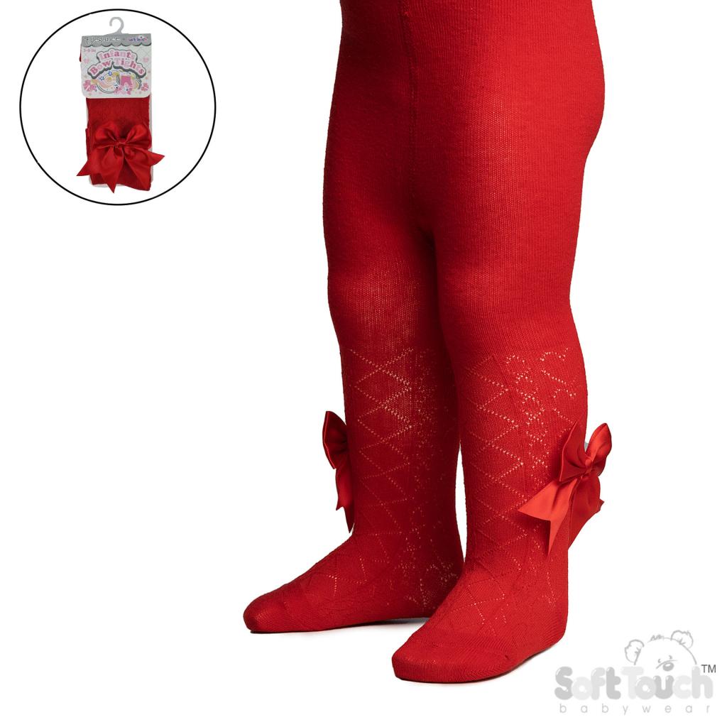 Soft Touch 4T122-R 5023797405105 STT122-R Red Heart Tights with Large Bow (Newborn to 12m)