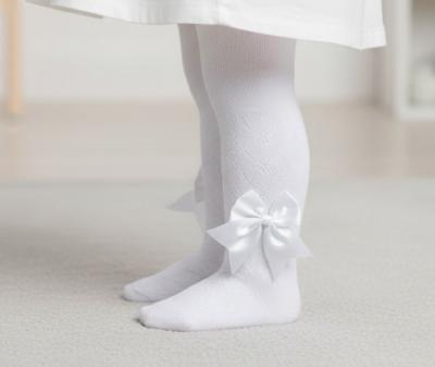 STT122-W  White Heart Tights with Large Bow  (Newborn to 12m)
