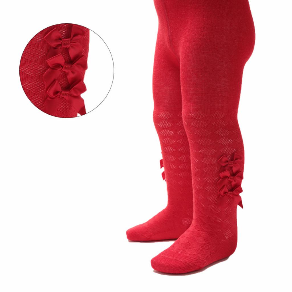 Soft Touch 4T124-R 5023797405150 STT124-R Red Diamond Tights with Three Bows (Nb-24m)